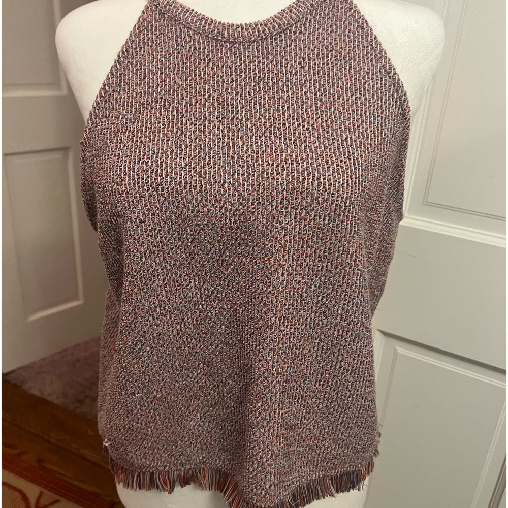 Zara tweed halter tank with fringe